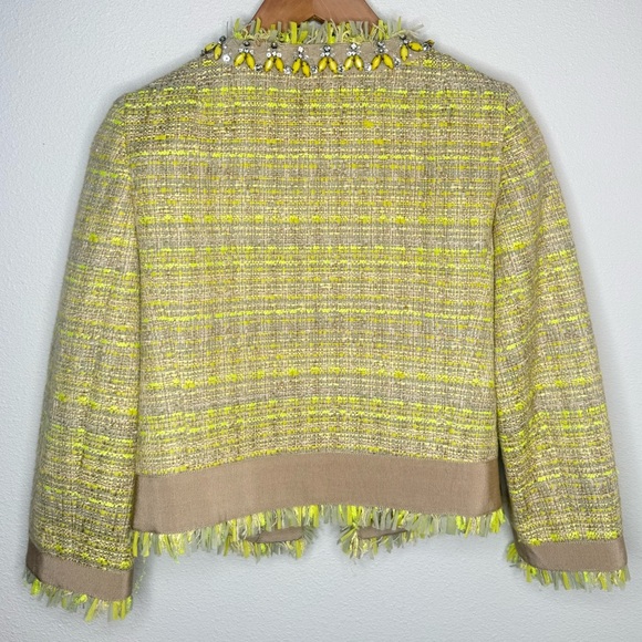 Giambattista Valli Jacket Bouclé Tweed Silk lined Embellished Yellow evening - Picture 7 of 13